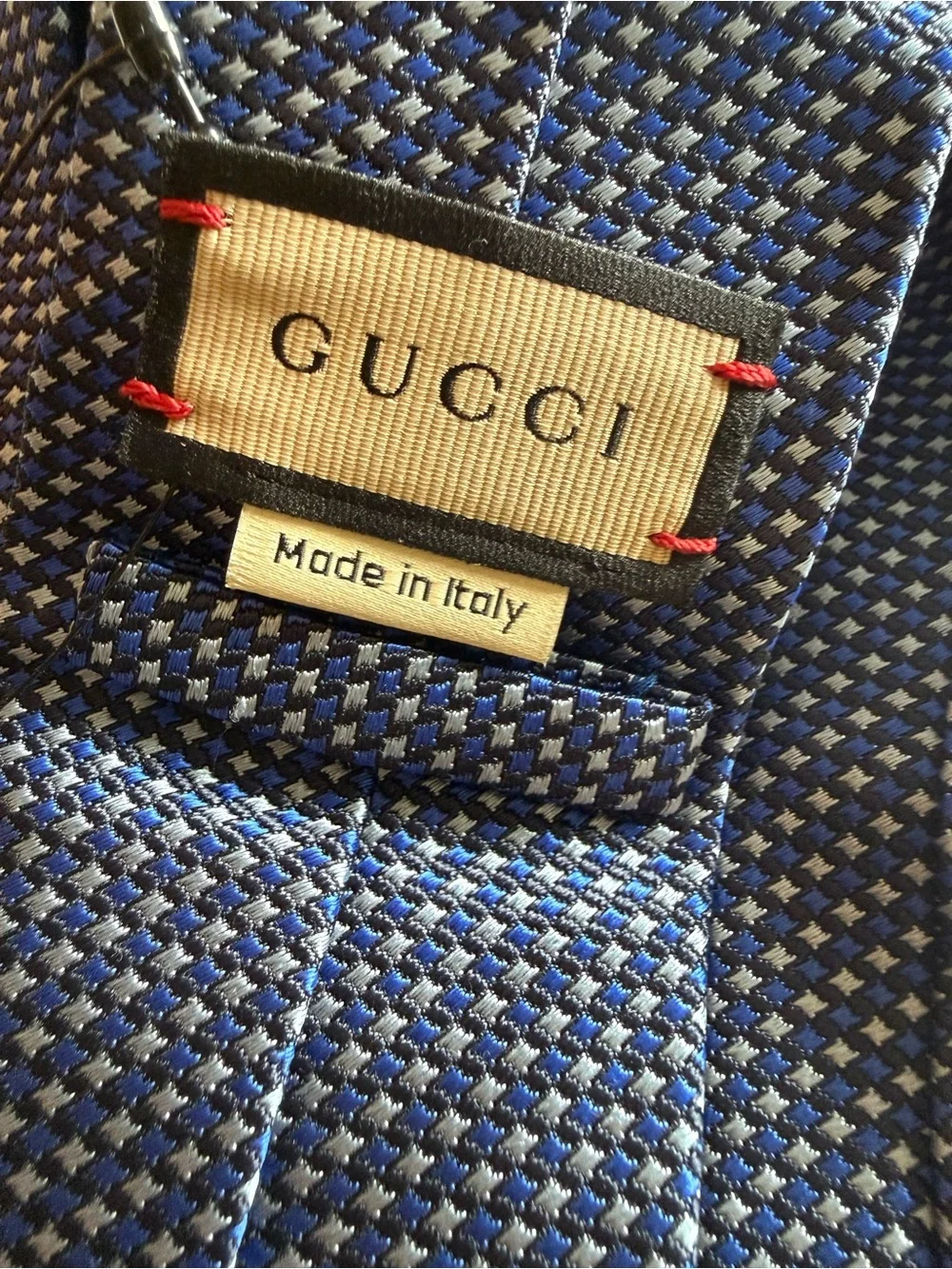 Gucci Blue and White Micro-Pattern Silk Tie